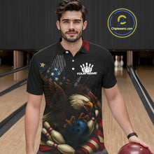 Load image into Gallery viewer, American Flag Eagle Black Bowling Shirts For Men Custom Patriotic Bowling Team Jersey gift for Bowler NQS10606