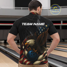 Load image into Gallery viewer, American Flag Eagle Black Bowling Shirts For Men Custom Patriotic Bowling Team Jersey gift for Bowler NQS10606