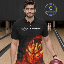 Load image into Gallery viewer, Flame Broken Bowling Ball and pins Bowling Shirt For Men Custom Flame Team Bowling Jerseys NQS10102