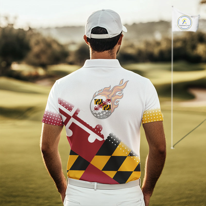 Maryland Flag Men golf polo shirt Custom patriotic golf outfit for men NQS10105