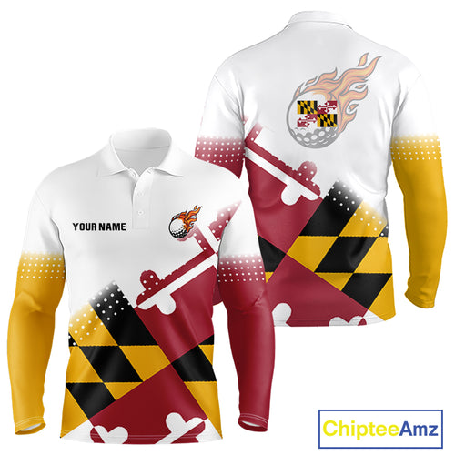 Maryland Flag Men golf polo shirt Custom patriotic golf outfit for men NQS10105
