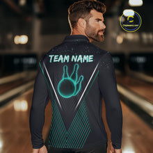 Load image into Gallery viewer, Bowling polo, quarter zip shirt for Men custom team bowling jersey, gift for bowlers | Turquoise NQS10256