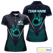 Load image into Gallery viewer, Bowling polo, quarter zip shirt for Women custom team bowling jersey, gift for bowlers | Turquoise NQS10256