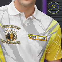 Load image into Gallery viewer, Bowling and beer That&#39;s why I&#39;m here Funny Mens Bowling Shirts Custom Team Bowling Jerseys NQS10134