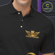 Load image into Gallery viewer, Black and Gold Ribbon Bowling Polo, 1/4 Zip Shirts For Men Custom Breast Cancer Bowling Team Shirt NQS10465