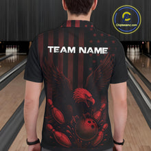 Load image into Gallery viewer, Black and Red American Flag Eagle Bowling Shirt For Mens Custom Patriotic Team bowling jerseys NQS10480