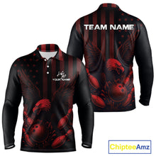 Load image into Gallery viewer, Black and Red American Flag Eagle Bowling Shirt For Mens Custom Patriotic Team bowling jerseys NQS10480
