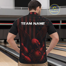 Load image into Gallery viewer, Black and Red American Flag Eagle Bowling Shirt For Mens Custom Patriotic Team bowling jerseys NQS10480