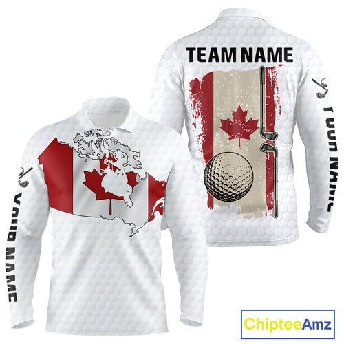 Personalized vintage Canadian Flag Men golf polo shirt Custom Patriotic Golf outfit For men NQS10182