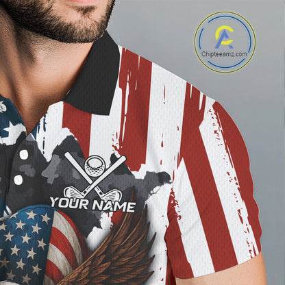 American Flag Eagle Golf Ball Mens Golf Polo Shirts Custom Patriotic Team Golf apparel for men NQS10571