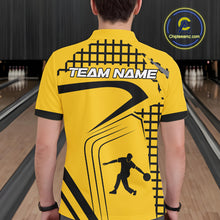 Load image into Gallery viewer, Custom Black and Yellow Bowling Shirts For Men, Personalized Team Bowling Jersey Bowler Outfit NQS10575