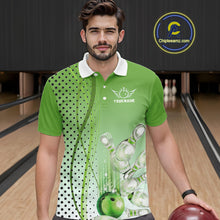 Load image into Gallery viewer, Mens bowling polo, quarter zip shirts Custom bowling team jerseys, gift for Bowlers | Green NQS10072