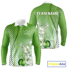 Load image into Gallery viewer, Mens bowling polo, quarter zip shirts Custom bowling team jerseys, gift for Bowlers | Green NQS10072