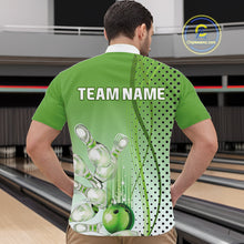 Load image into Gallery viewer, Mens bowling polo, quarter zip shirts Custom bowling team jerseys, gift for Bowlers | Green NQS10072