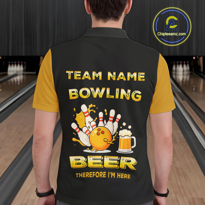 Bowling & Beer therefore i'm here custom funny Bowling shirts for Men, Bowling team apparel NQS10274