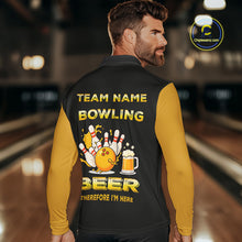Load image into Gallery viewer, Bowling &amp; Beer therefore i&#39;m here custom funny Bowling shirts for Men, Bowling team apparel NQS10274