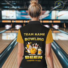 Load image into Gallery viewer, Bowling &amp; Beer therefore i&#39;m here custom funny Bowling shirts for Women, Bowling team apparel NQS10274