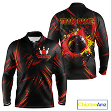 Load image into Gallery viewer, Black and Red Camo Mens Bowling Polo, Quarter Zip shirts custom Bowler Outfits bowling team jerseys NQS10155