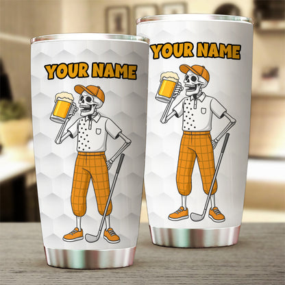 1PC Funny Skull White Golf Beer Tumbler Custom Stainless Steel Tumbler Cup - personalized golf gifts NQS9881