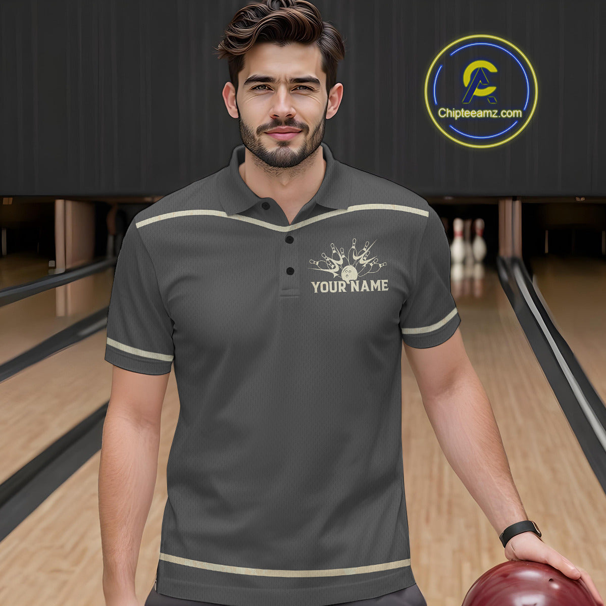 Custom Retro Bowling Polo, Quarter Zip Shirt for Men Personalized Vintage Team Bowling Jersey NQS10505