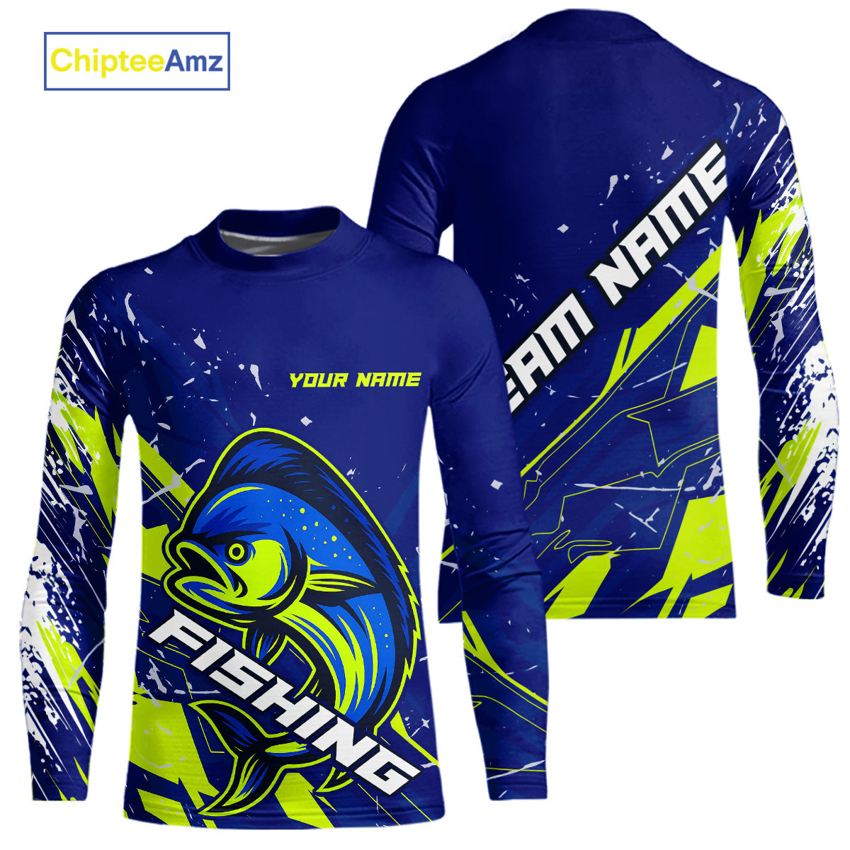 Mahi Mahi fishing sun protection shirts custom name blue and green fishing jerseys for team offshore NQS10331