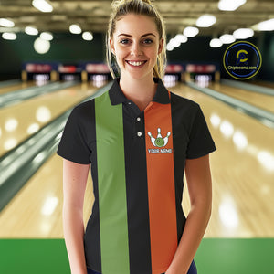Green & Orange Retro Black Bowling shirts for Women custom Does this shirt make my balls look big NQS10622