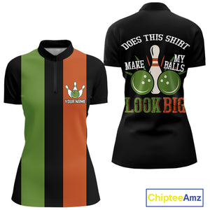 Green & Orange Retro Black Bowling shirts for Women custom Does this shirt make my balls look big NQS10622