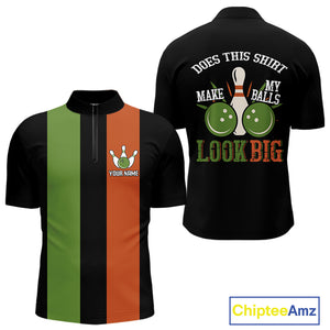 Green & Orange Retro Black Bowling shirts for men custom Does this shirt make my balls look big NQS10622