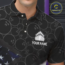 Load image into Gallery viewer, American Flag Mens Bowling Shirt Custom Bowling Jersey for Team Patriotic Bowlers Polo, 1/4 zip Shirt NQS10427