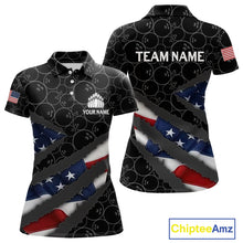 Load image into Gallery viewer, American Flag Women Bowling Shirt Custom Bowling Jersey for Team Patriotic Bowler Polo, 1/4 zip Shirt NQS10427