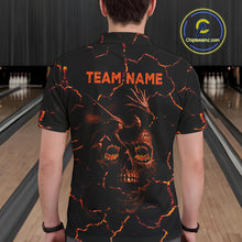 Load image into Gallery viewer, Black And Orange Skull Dragon Bowling Polo, 1/4 Zip Shirt For Men Custom Bowling Team League Jersey NQS10629