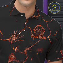 Load image into Gallery viewer, Black And Orange Skull Dragon Bowling Polo, 1/4 Zip Shirt For Men Custom Bowling Team League Jersey NQS10629
