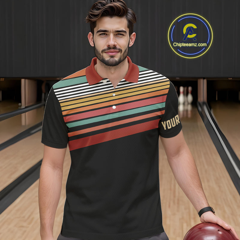 Retro Bowling Polo, Quarter Zip Shirt for Men Custom Vintage Team Bowling Jersey, Gift For Bowlers NQS10567