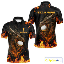 Load image into Gallery viewer, Flame Dragon Golf Polo Shirts For Men Custom Dragon team mens golf outfits, cool golf gifts NQS10861