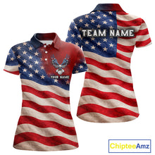 Load image into Gallery viewer, Custom American Flag Eagle Golf Polo Shirts For Women, patriotic Golf attire for ladies NQS11712