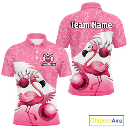 Funny Pink Flamingo Bowling Shirts for Men Custom Flamingo Team bowling jerseys, gift for bowlers NQS11715