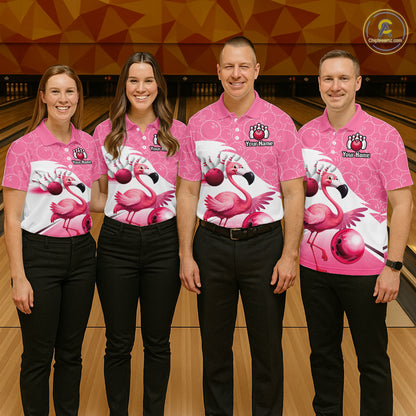 Funny Pink Flamingo Bowling Shirts for Men Custom Flamingo Team bowling jerseys, gift for bowlers NQS11715