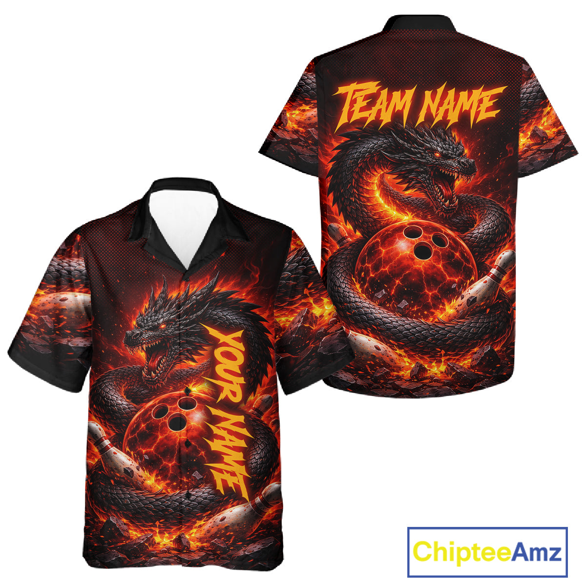 Custom Red Dragon Bowling Hawaiian Shirt, Team Bowling League jerseys NQS11588