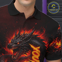 Load image into Gallery viewer, Custom Red Dragon Bowling Polo Shirts, Bowling 1/4 zip jersey For Men, Team Bowling League jerseys NQS11588