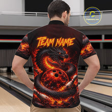 Load image into Gallery viewer, Custom Red Dragon Bowling Polo Shirts, Bowling 1/4 zip jersey For Men, Team Bowling League jerseys NQS11588