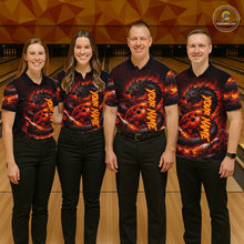 Load image into Gallery viewer, Custom Red Dragon Bowling Polo Shirts, Bowling 1/4 zip jersey For Men, Team Bowling League jerseys NQS11588