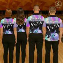 Load image into Gallery viewer, Bowling Polo Shirts For Men, 1/4 zip shirts Custom hologram Bowling Team Shirts Bowler Outfit NQS11385