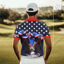 Load image into Gallery viewer, Custom 250 years of freedom Eagle American Flag Mens Golf Polo shirts, patriotic team golf outfit NQS11597