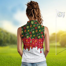 Load image into Gallery viewer, Funny Christmas pattern Sleeveless Golf Polo Shirt, Christmas golf gifts ladies golf outfit NQS10866