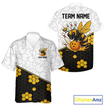 Load image into Gallery viewer, Black and White Camo Bowling Yellow Honey Bee Bowling Hawaiian Shirt Custom Team bowling jersey NQS11249