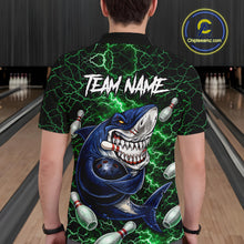 Load image into Gallery viewer, Green Lightning Thunder Angry Shark Bowling shirts For Men Custom Shark Bowling Team Jerseys NQS11758