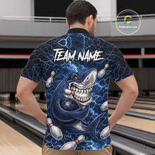 Load image into Gallery viewer, Blue Lightning Thunder Angry Shark Bowling shirts For Men Custom Shark Bowling Team Jerseys NQS11539