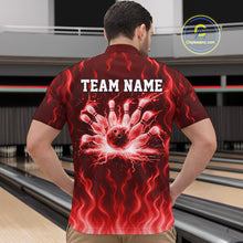 Load image into Gallery viewer, Red flame lightning thunder Bowling polo, quarter zip shirts for men custom Bowling team jerseys NQS10979