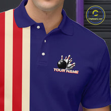 Load image into Gallery viewer, Red, White and Blue Retro Bowling Shirts For Men custom patriotic bowling outfits team jerseys NQS11167