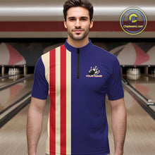 Load image into Gallery viewer, Red, White and Blue Retro Bowling Shirts For Men custom patriotic bowling outfits team jerseys NQS11167